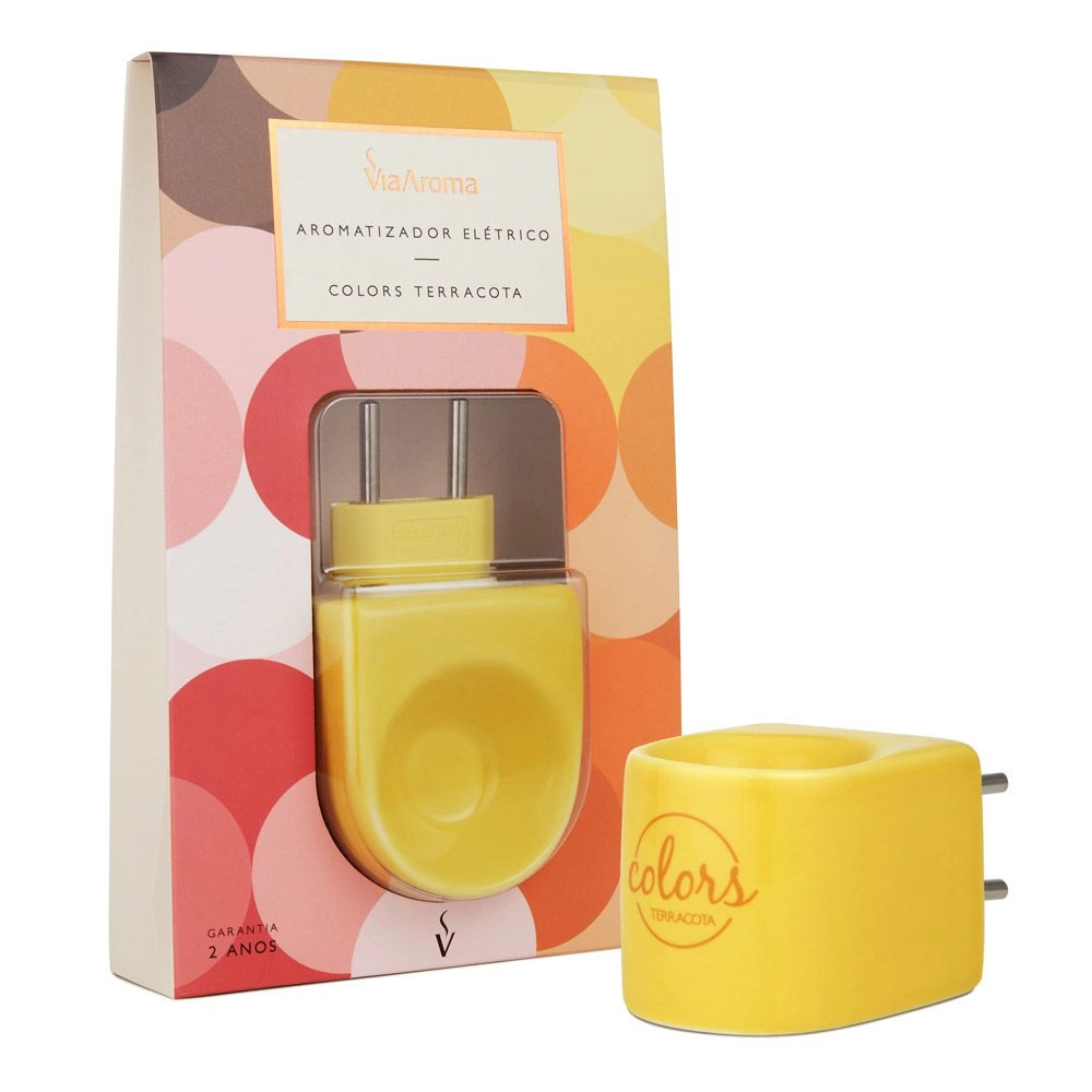 AROMATIZADOR ELETRICO VIA AROMA COLORS TERRACOTA AMARELO